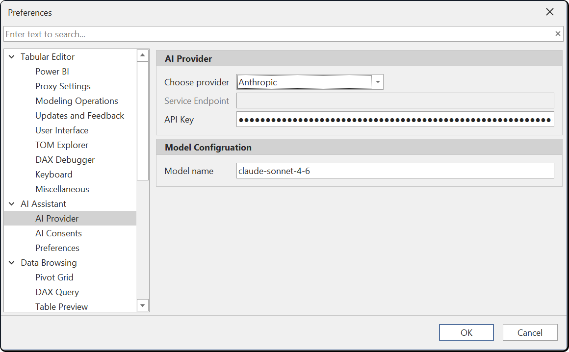 AI Assistant Anthropic Configuration