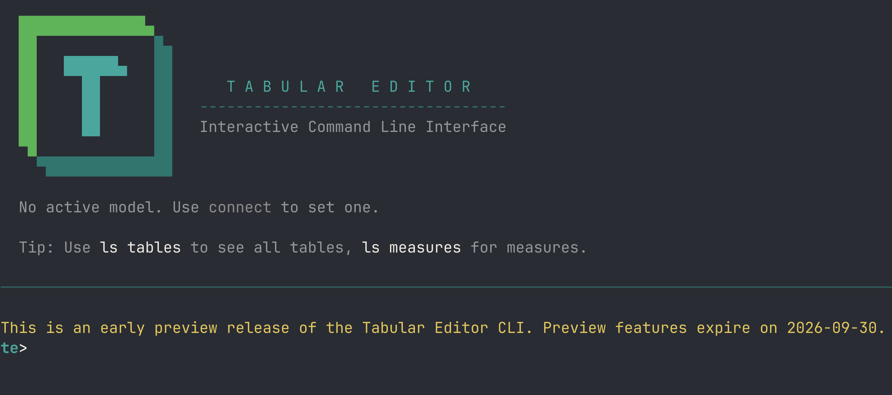 Tabular Editor CLI preview notice banner