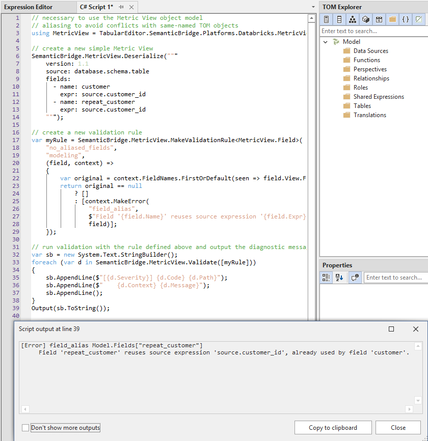 output from one field violating the more complex validation rule